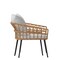 Merrick Lane Armon Set of Two Indoor/Outdoor Boho Style Open Weave Rattan Rope Patio Chairs with Cushions